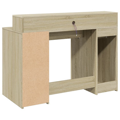 Desk with LED lighting 120x55x91 cm wood sonoma oak color