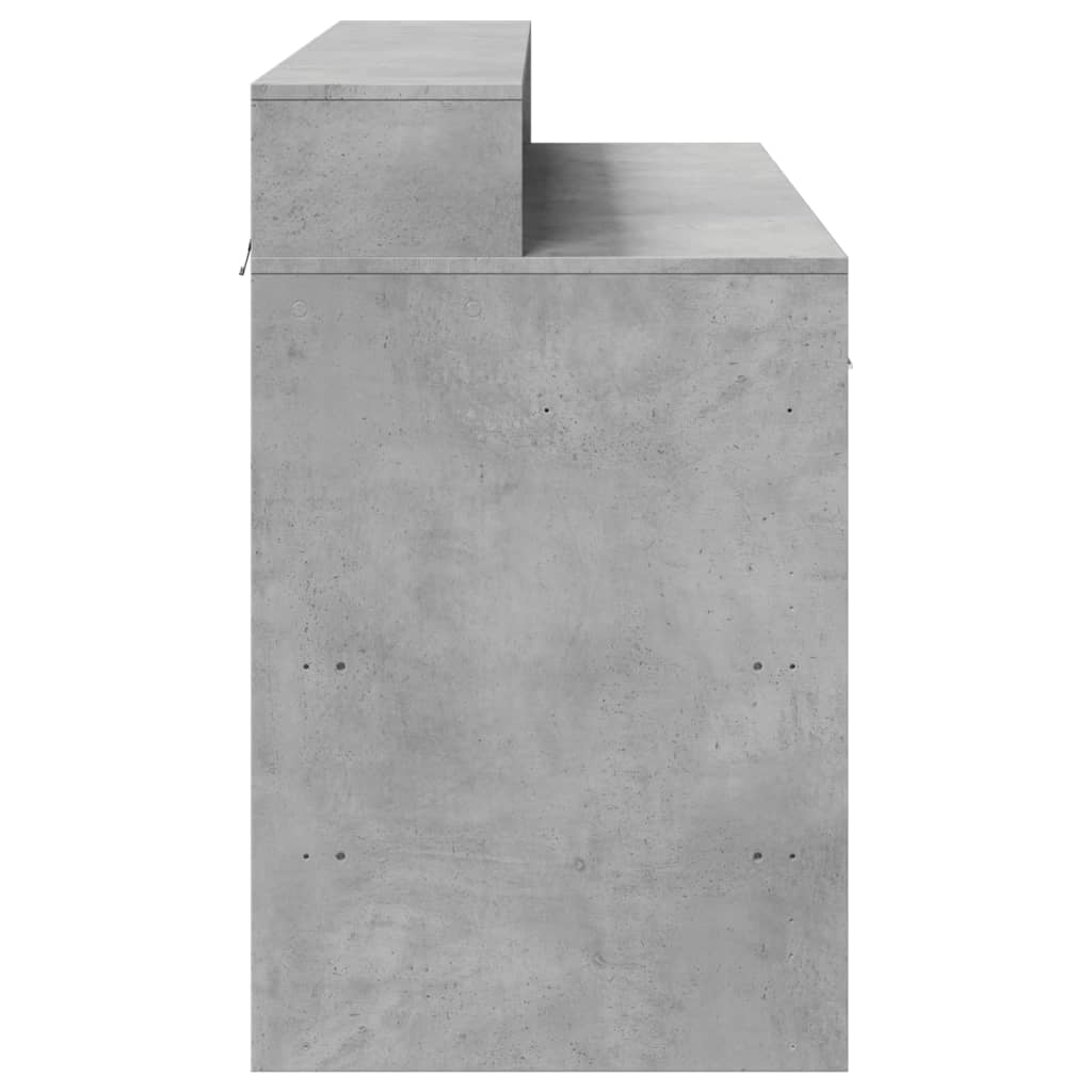 Desk with LED lighting 120x55x91 cm processed wood concrete gray