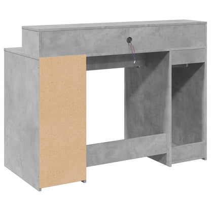 Desk with LED lighting 120x55x91 cm processed wood concrete gray
