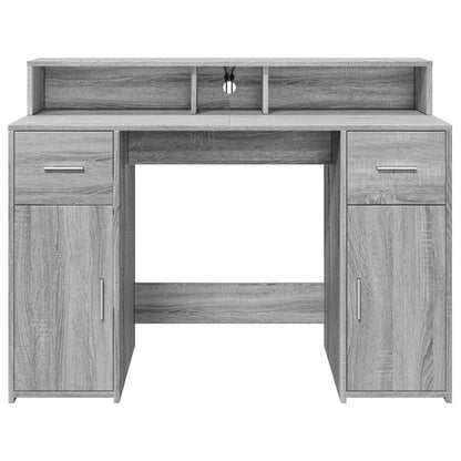 Bureau met LED-verlichting 120x55x91 cm hout grijs sonoma eiken