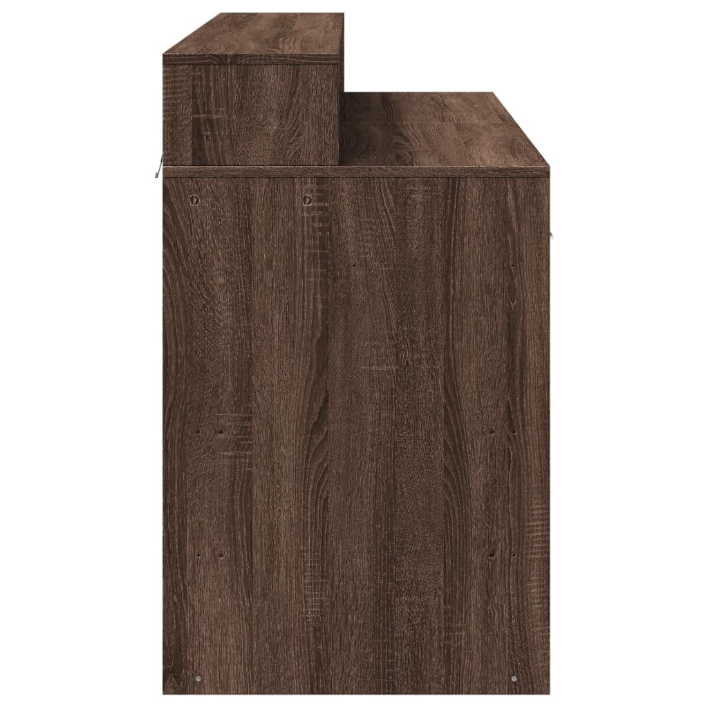 Desk with LED lighting 120x55x91 cm wood brown oak color