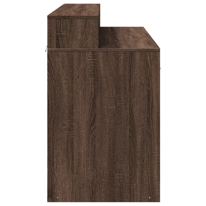 Desk with LED lighting 120x55x91 cm wood brown oak color