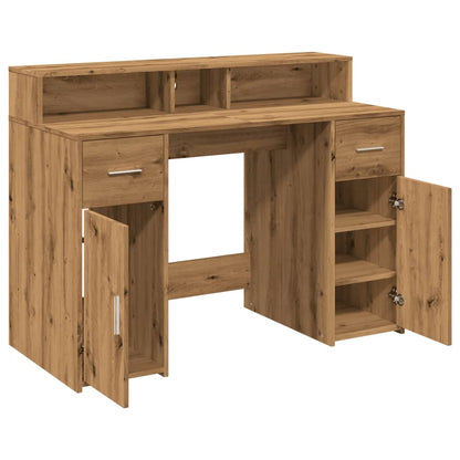 Bureau met LED-verlichting 120x55x91 cm hout artisanaal eiken