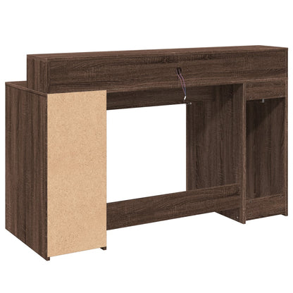 Schreibtisch mit LED-Beleuchtung 140x55x91 cm Holz braun Eiche Farbe