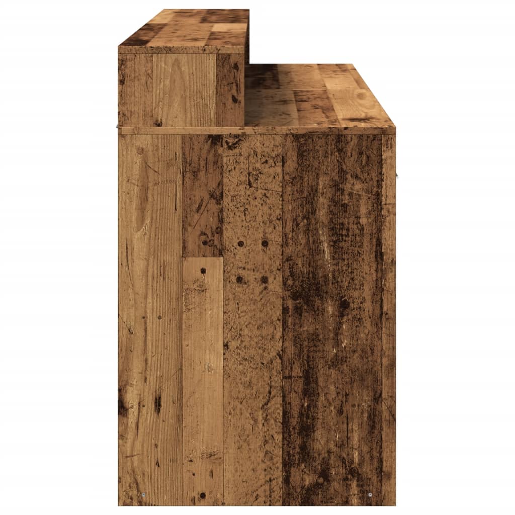 Desk with LED lighting 140x55x91 cm processed wood old wood