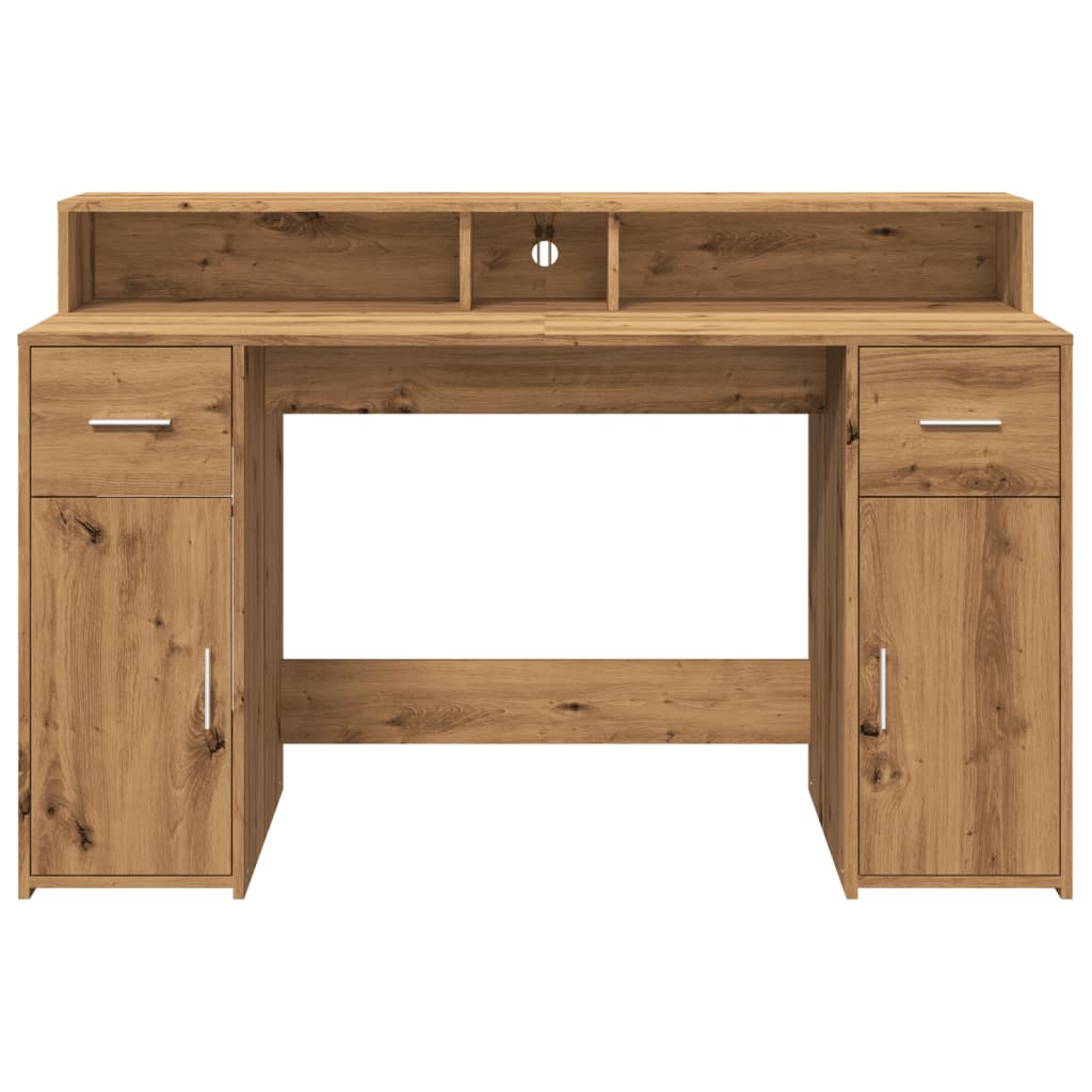 Bureau met LED-verlichting 140x55x91 cm hout artisanaal eiken