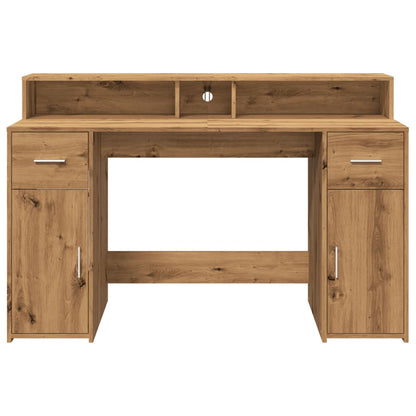 Bureau met LED-verlichting 140x55x91 cm hout artisanaal eiken