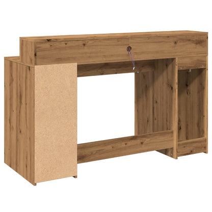 Bureau met LED-verlichting 140x55x91 cm hout artisanaal eiken