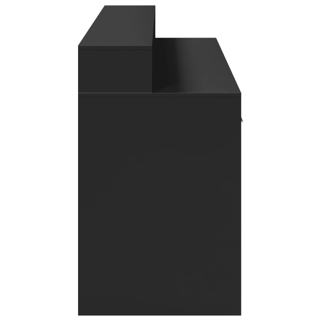 Desk with LED lighting 160x55x91 cm processed wood black