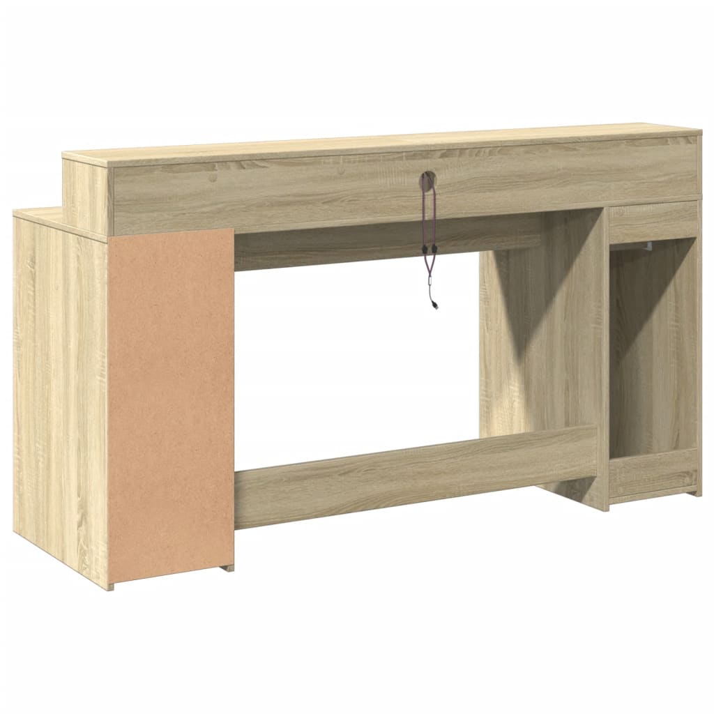 Desk with LED lighting 160x55x91 cm wood sonoma oak color