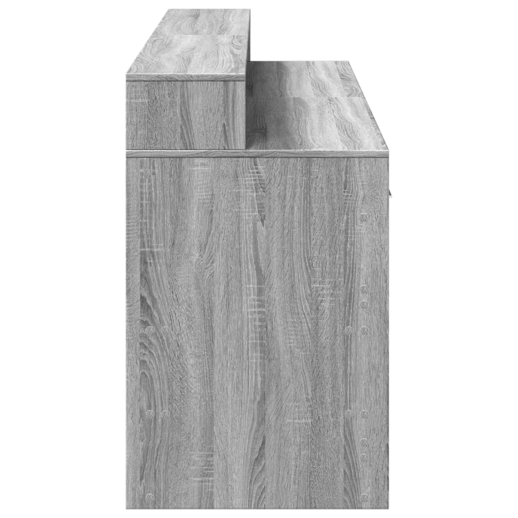 Desk with LED lighting 160x55x91 cm wood gray sonoma oak