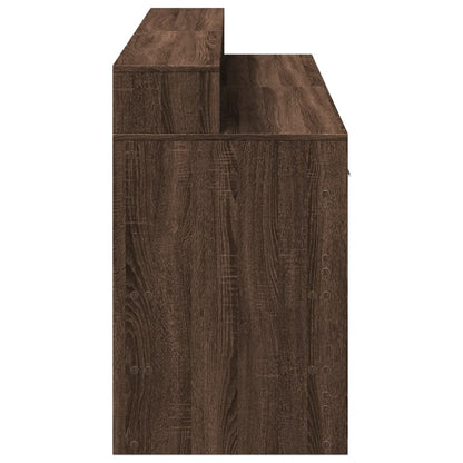 Desk with LED lighting 160x55x91 cm wood brown oak color