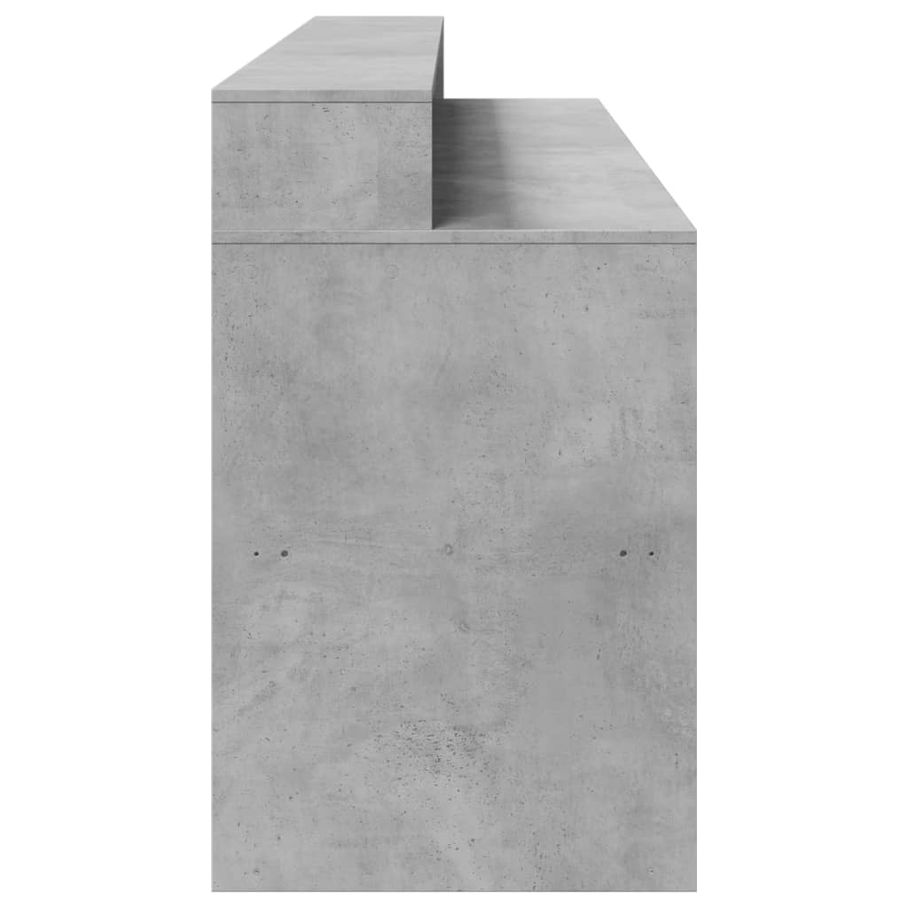 Desk with LED lighting 200x55x91 cm processed wood concrete gray