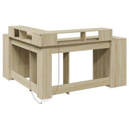 Desk with LED lighting 152x152x91 cm wood sonoma oak color