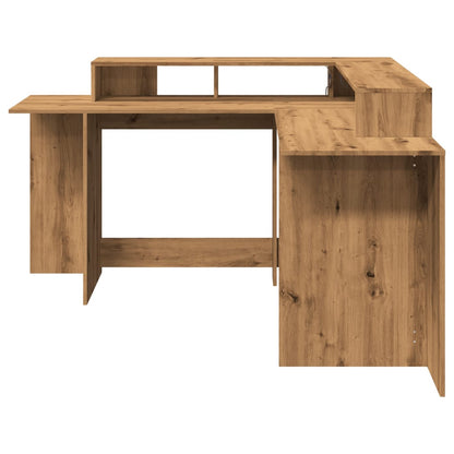 Bureau met LED-verlichting 152x152x91 cm hout artisanaal eiken