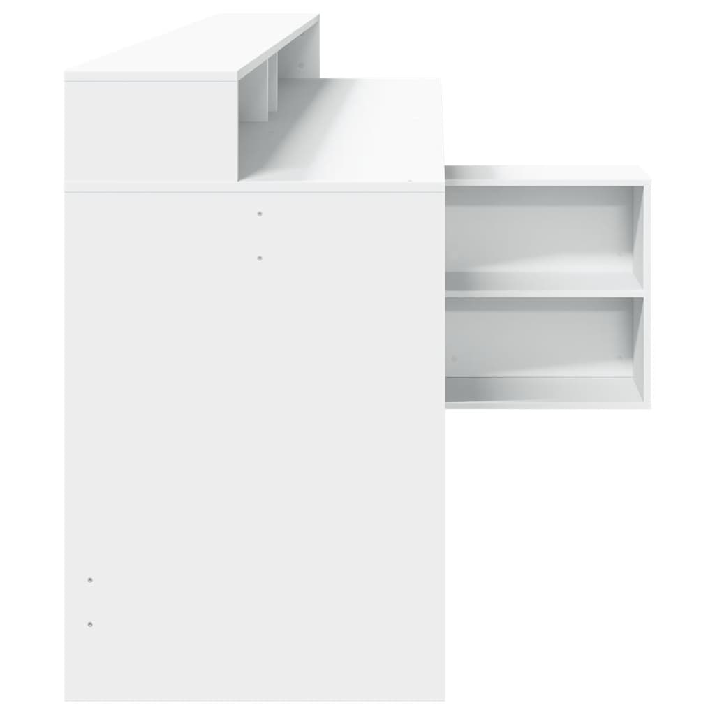 Schreibtisch mit LED-Beleuchtung 200x104x91 cm verarbeitetes Holz weiß