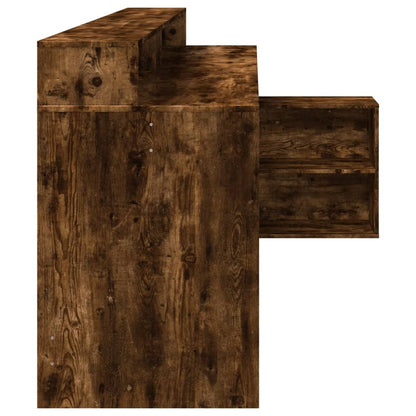 Desk with LED lighting 200x104x91 cm wood smoked oak