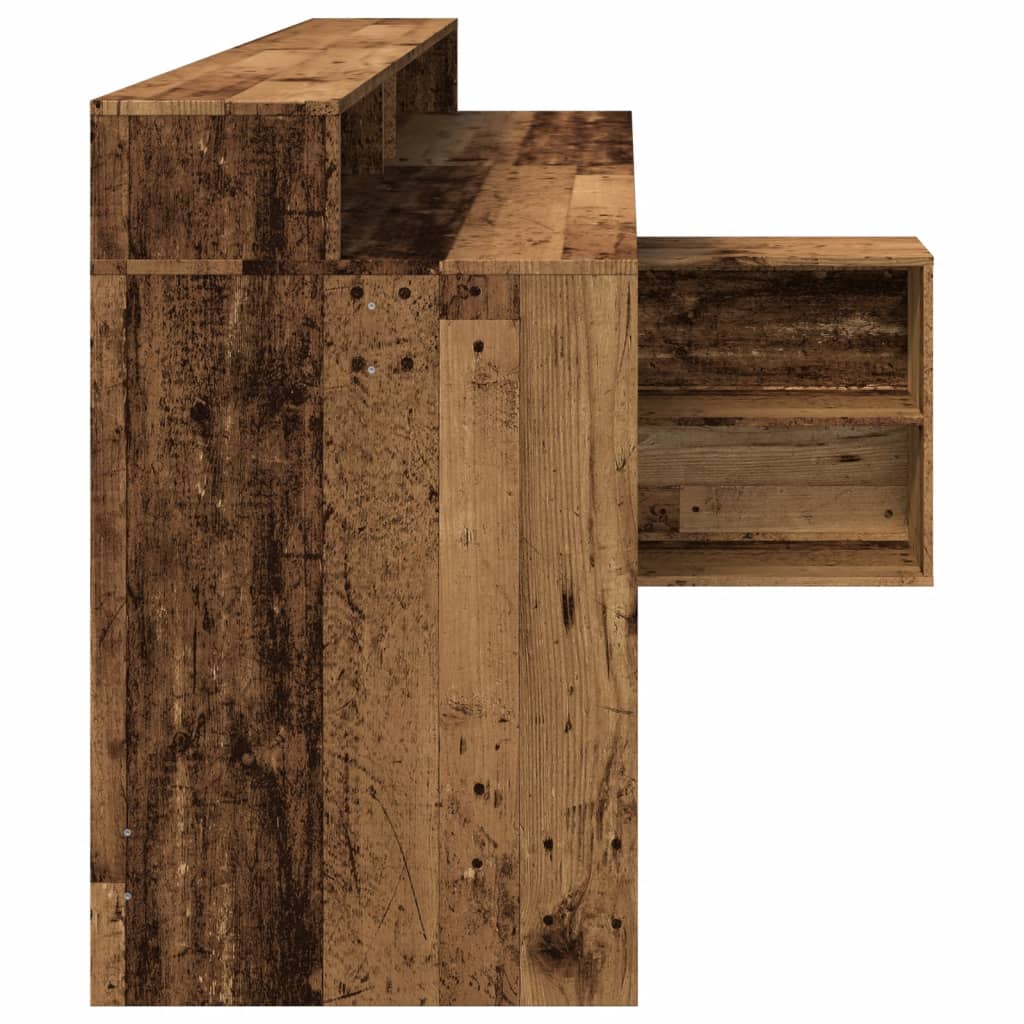 Desk with LED lighting 200x104x91 cm processed wood old wood