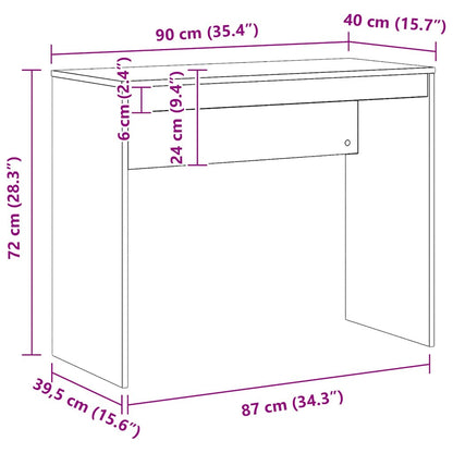 Desk 90x40x72 cm processed wood artisanal oak color
