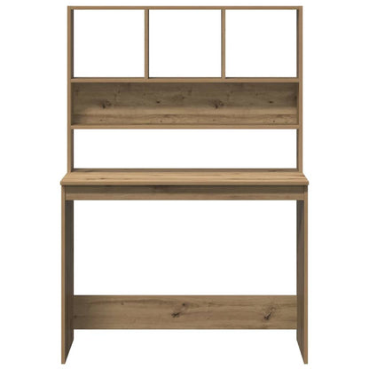 Bureau met schappen 102x45x148 cm bewerkt hout artisanaal eiken