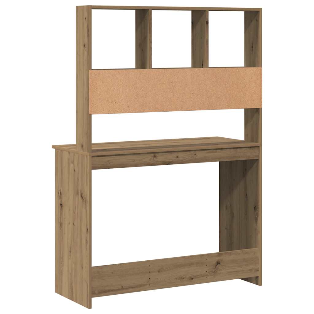 Bureau met schappen 102x45x148 cm bewerkt hout artisanaal eiken