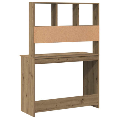 Bureau met schappen 102x45x148 cm bewerkt hout artisanaal eiken