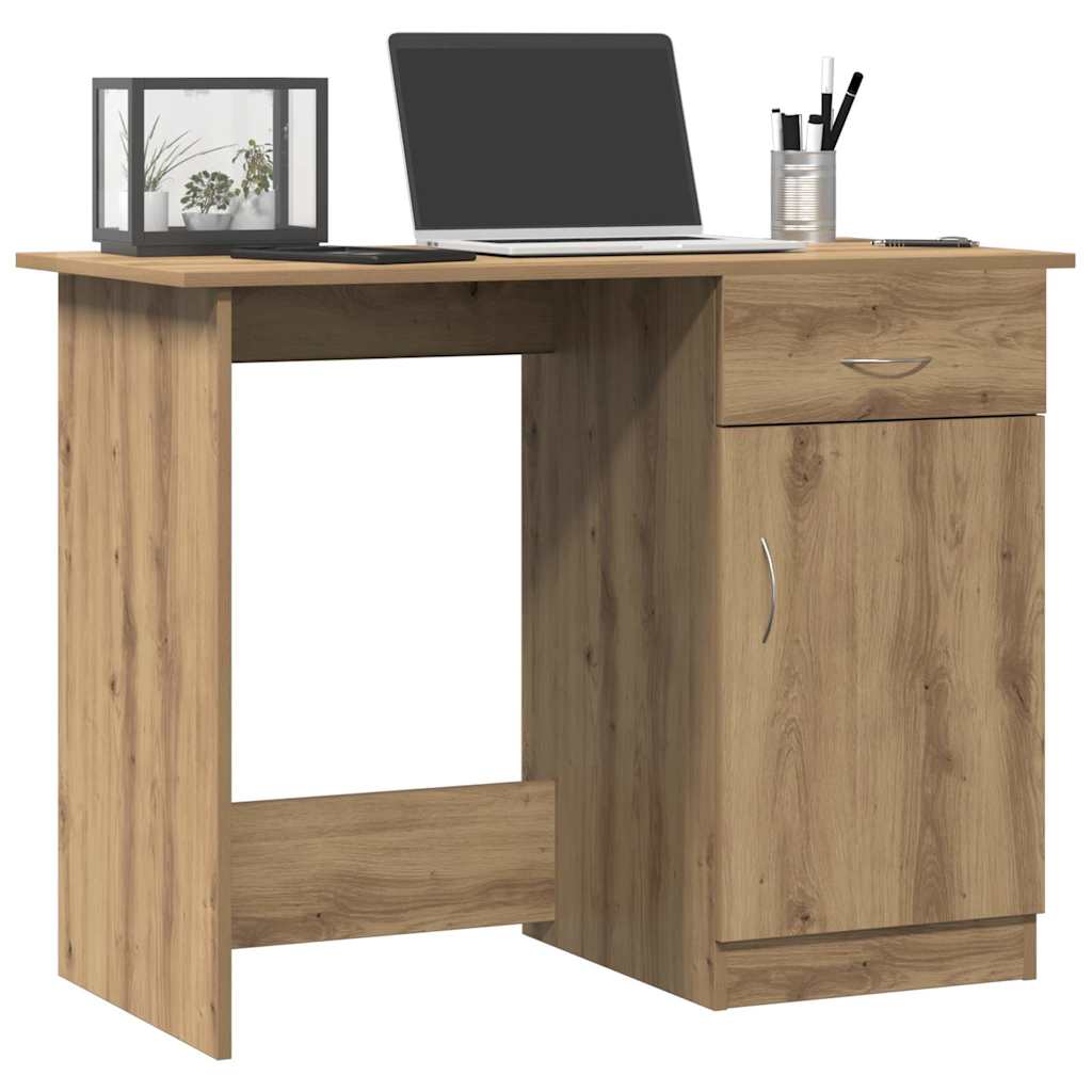 Desk 100x50x76 cm processed wood artisanal oak color