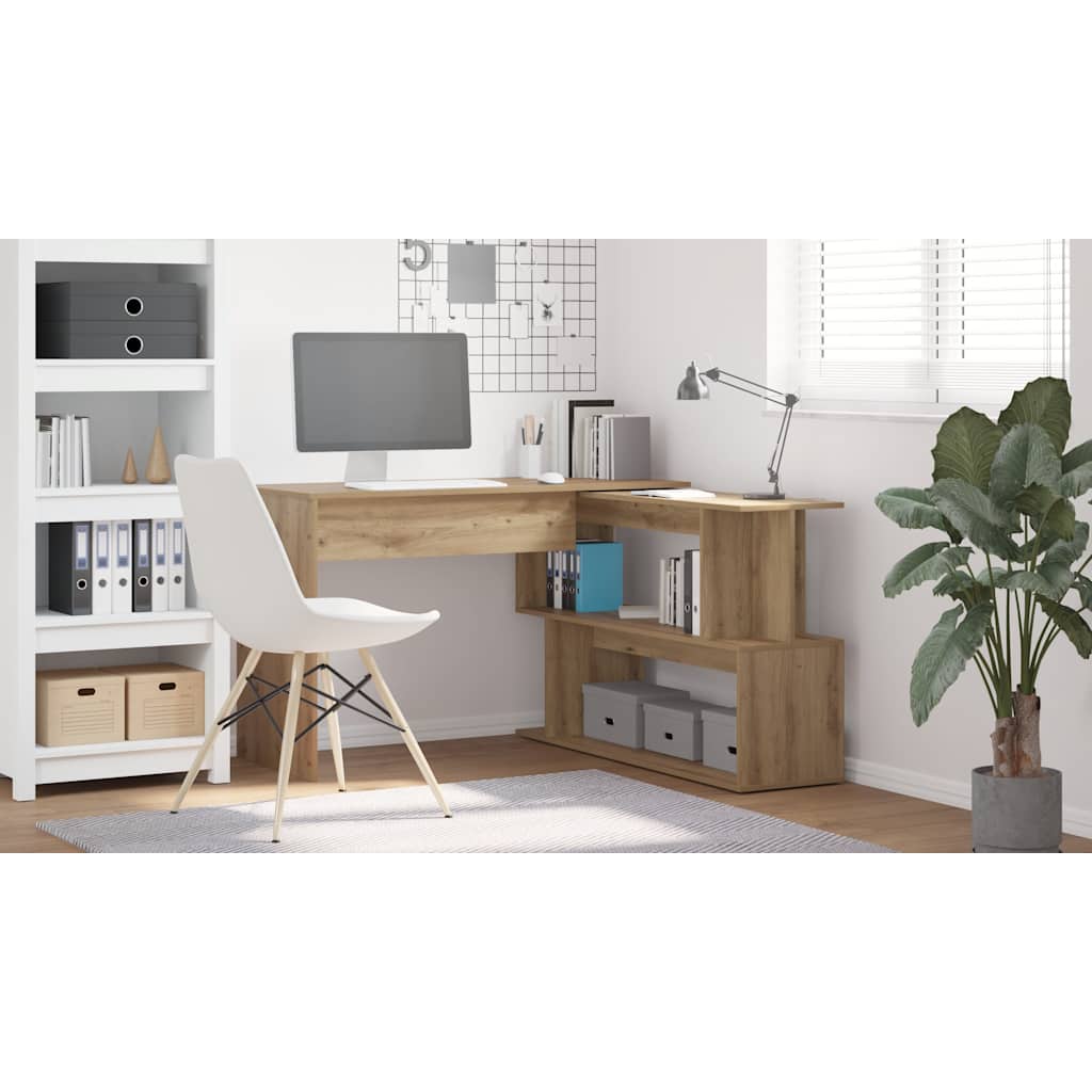 Corner desk 200.5x50x76 cm processed wood artisanal oak color