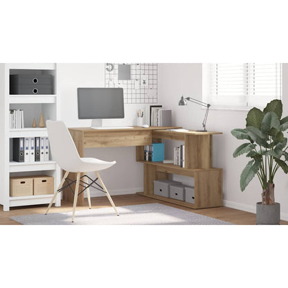 Corner desk 200.5x50x76 cm processed wood artisanal oak color