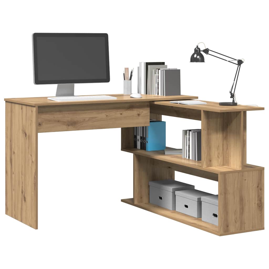 Corner desk 200.5x50x76 cm processed wood artisanal oak color