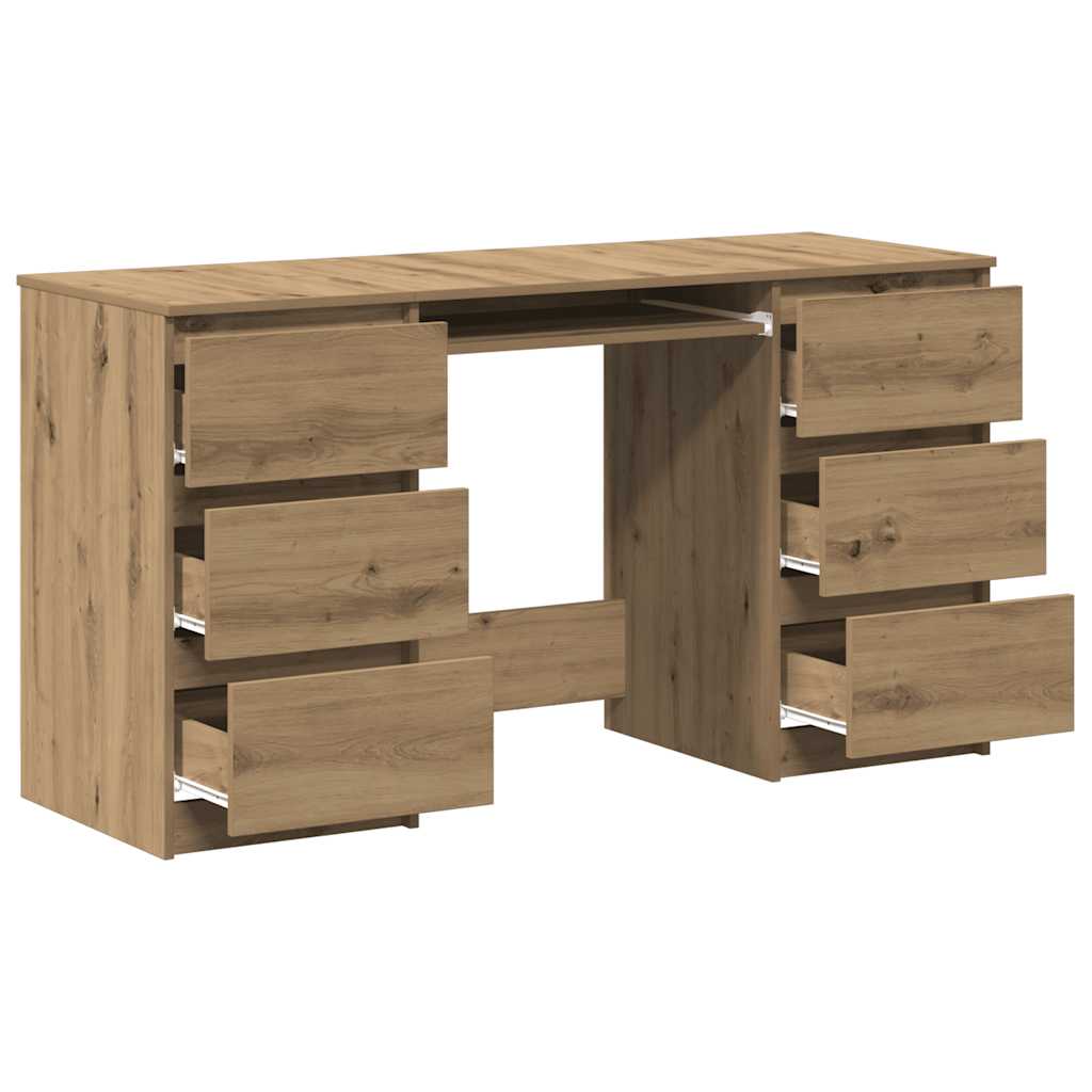 Bureau 140x50x77 cm bewerkt hout artisanaal eikenkleur