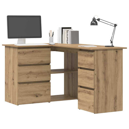 Hoekbureau 145x100x76 cm bewerkt hout artisanaal eikenkleur