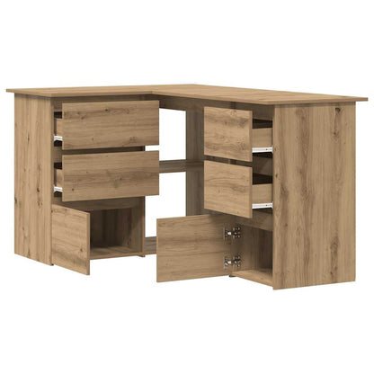 Hoekbureau 145x100x76 cm bewerkt hout artisanaal eikenkleur