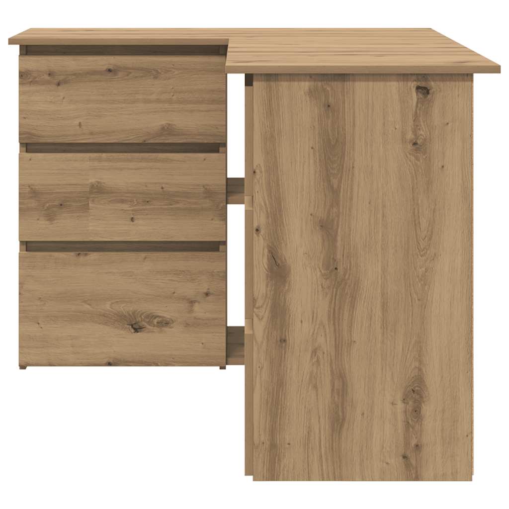 Hoekbureau 145x100x76 cm bewerkt hout artisanaal eikenkleur