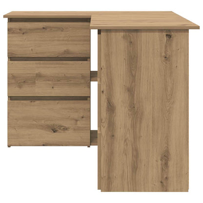 Hoekbureau 145x100x76 cm bewerkt hout artisanaal eikenkleur