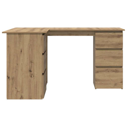Hoekbureau 145x100x76 cm bewerkt hout artisanaal eikenkleur