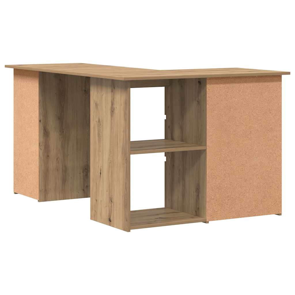 Hoekbureau 145x100x76 cm bewerkt hout artisanaal eikenkleur