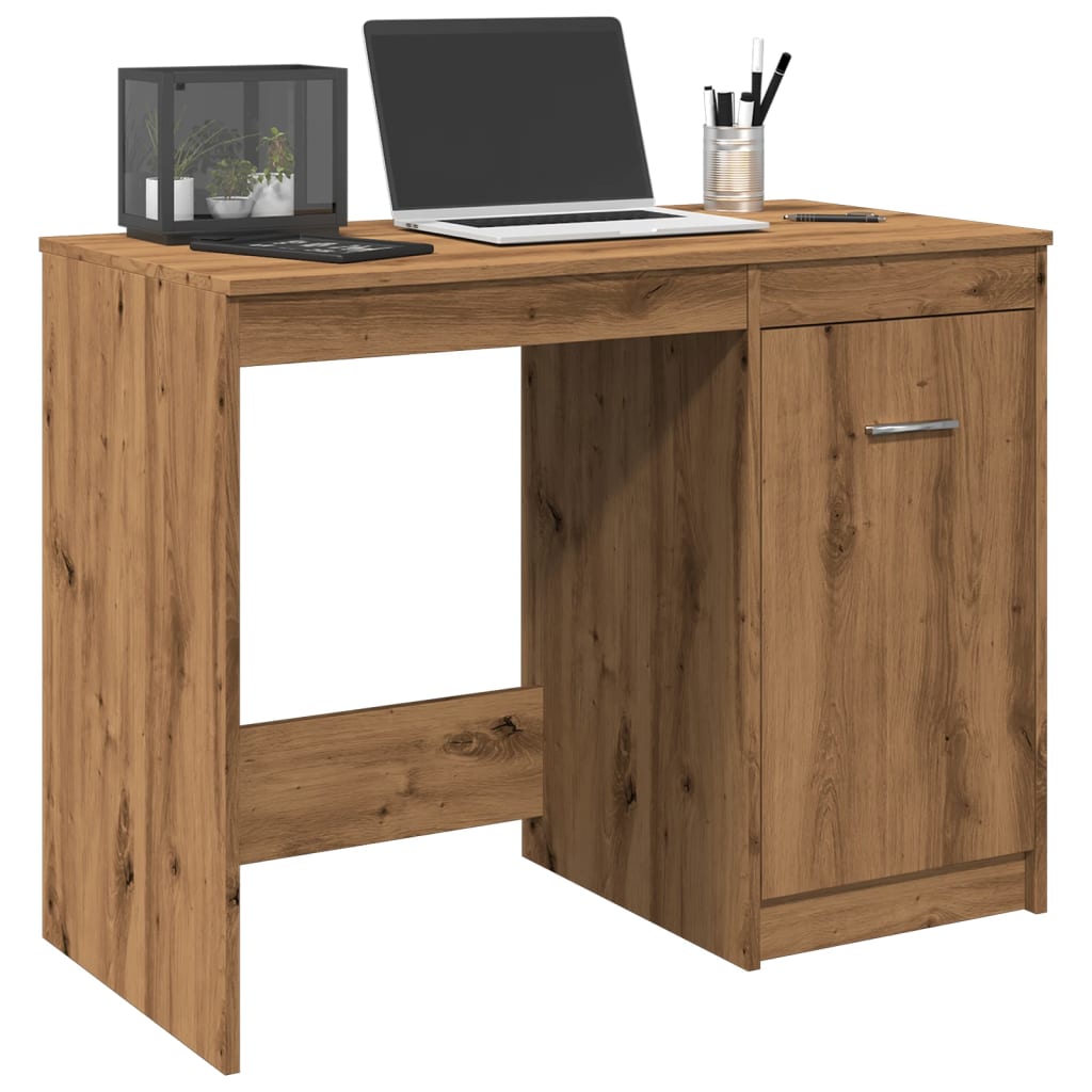 Desk 100x50x76 cm processed wood artisanal oak color