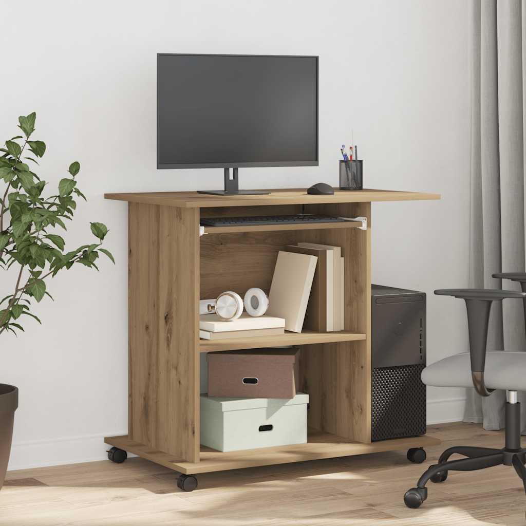 Computerbureau 80x50x75 cm bewerkt hout artisanaal eikenkleur