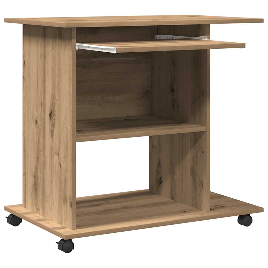 Computerbureau 80x50x75 cm bewerkt hout artisanaal eikenkleur