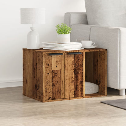 Kattenbakkast 60x40x40 cm bewerkt hout oud houtkleurig