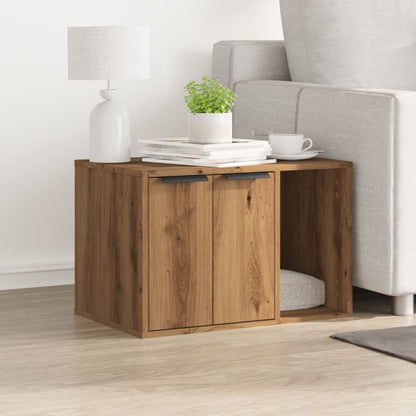 Kattenbakkast 60x40x40 cm bewerkt hout artisanaal eikenkleurig