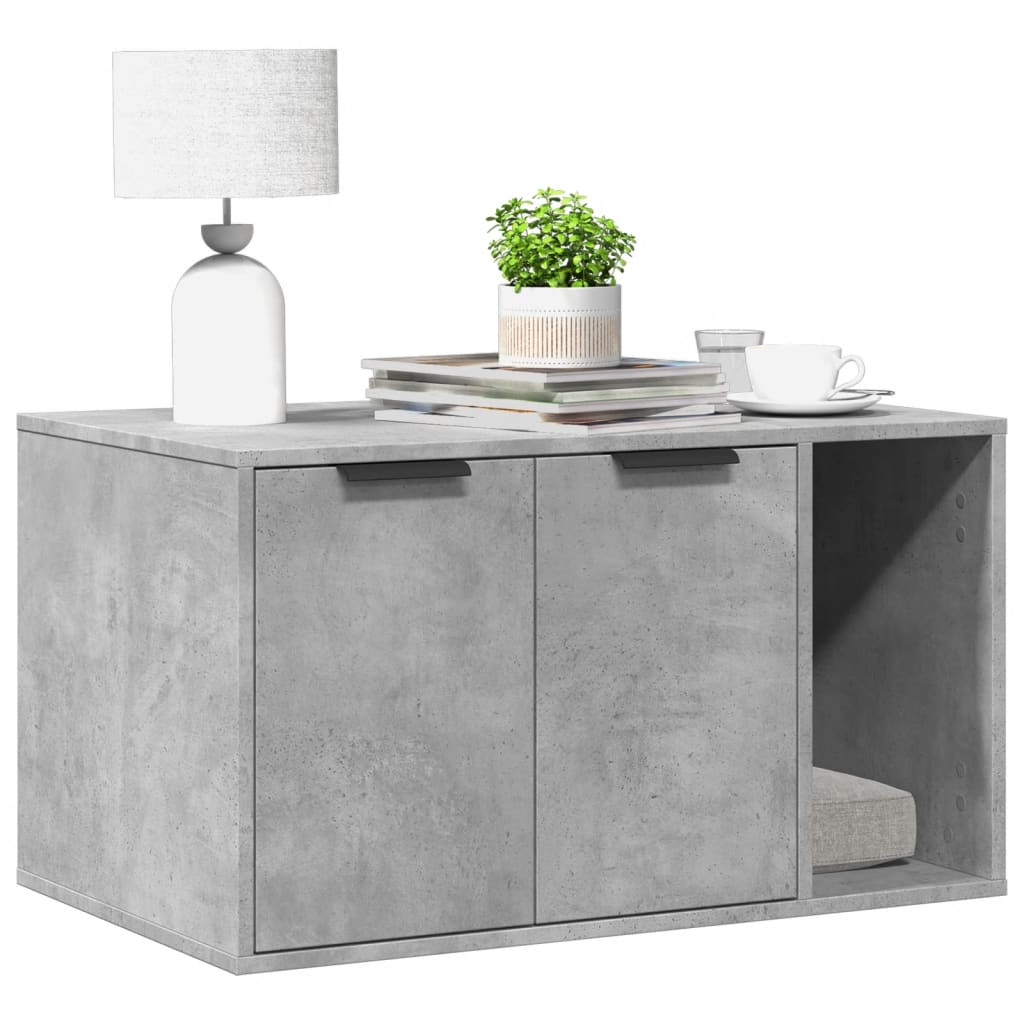 Cat litter box 80x50x45 cm processed wood concrete gray