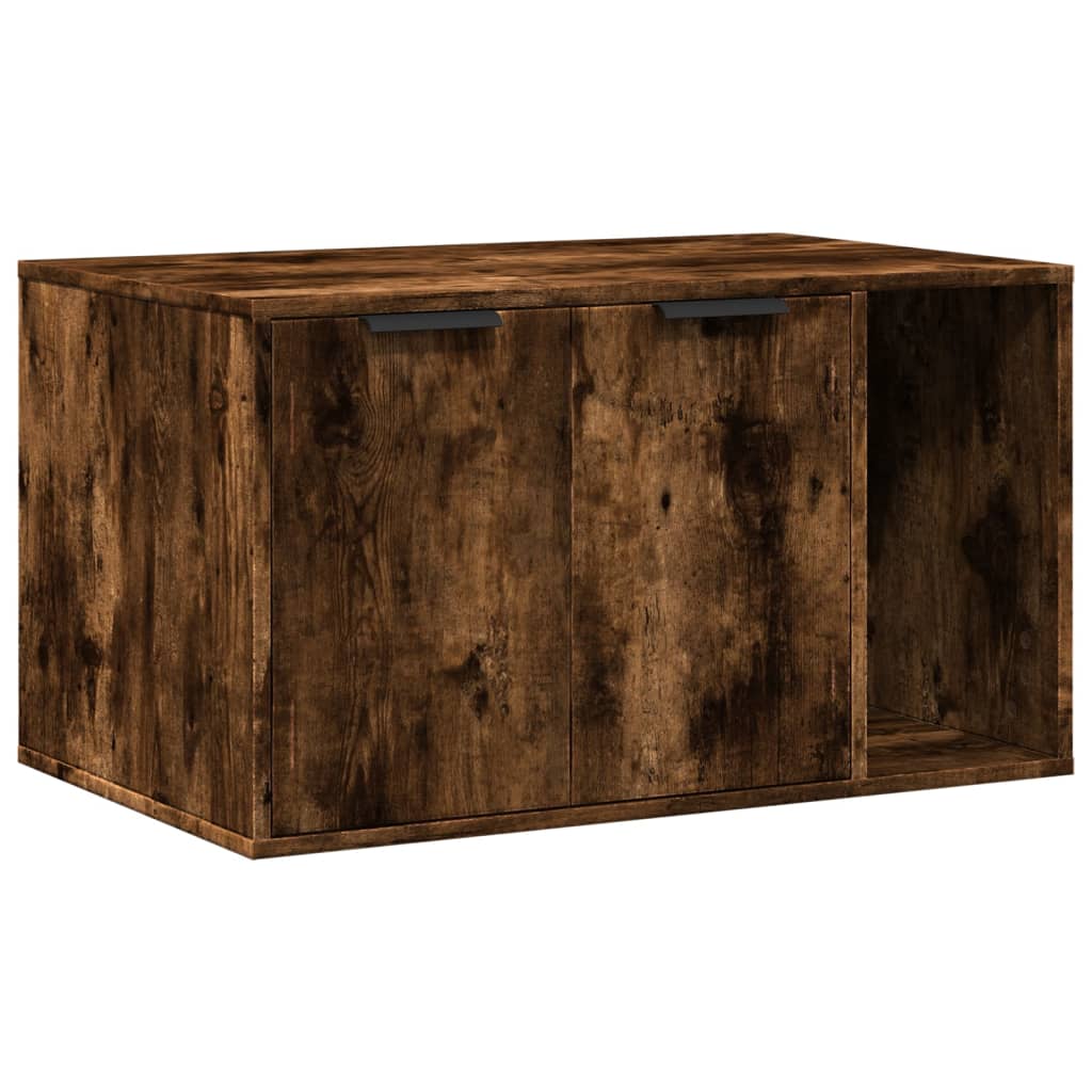 Kattenbakkast 80x50x45 cm bewerkt hout gerookt eikenkleurig