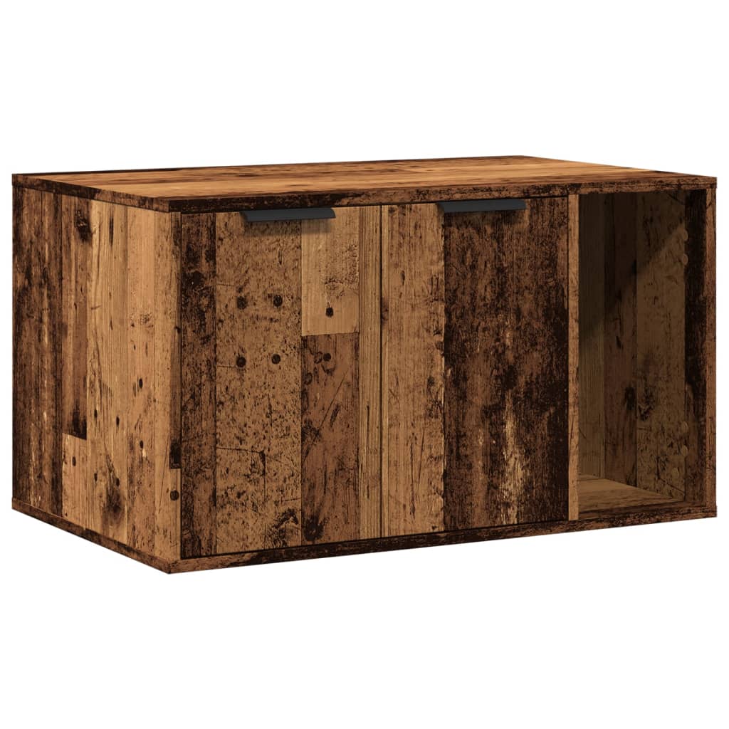 Kattenbakkast 80x50x45 cm bewerkt hout oud houtkleurig