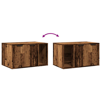 Kattenbakkast 80x50x45 cm bewerkt hout oud houtkleurig