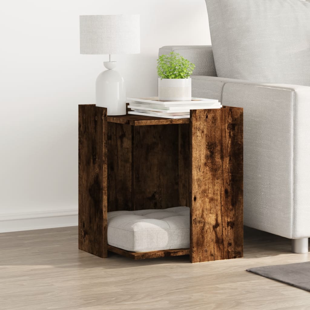 Cat litter box 42x42x51 cm processed wood smoked oak color