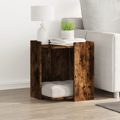 Cat litter box 42x42x51 cm processed wood smoked oak color