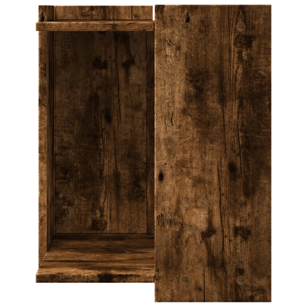 Cat litter box 42x42x51 cm processed wood smoked oak color