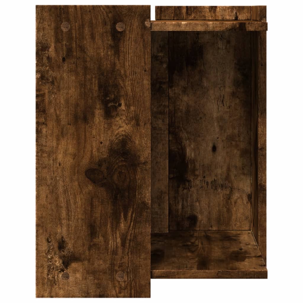 Cat litter box 42x42x51 cm processed wood smoked oak color